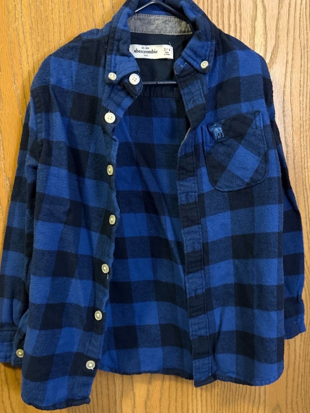 Abercrombie & Fitch Blue and Black Plaid Button-Up Shirt